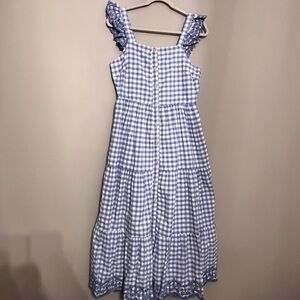 Shabby Chic New gingham midi dress smocked tiered ruffled Womens size 8 cottage